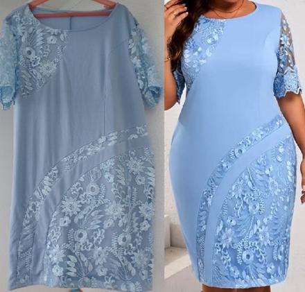 Šedo modré elastické šaty, 2xl/48, 48 - xxxl