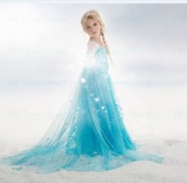 Kostým šaty elza frozen ľadové kráľovs dlhá vlečka,