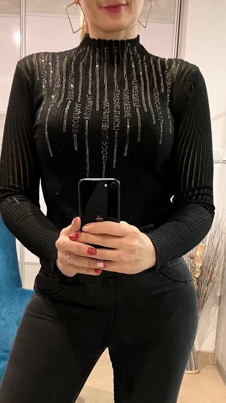 Rebrované tričko s kamienkami (uni), l / m / s