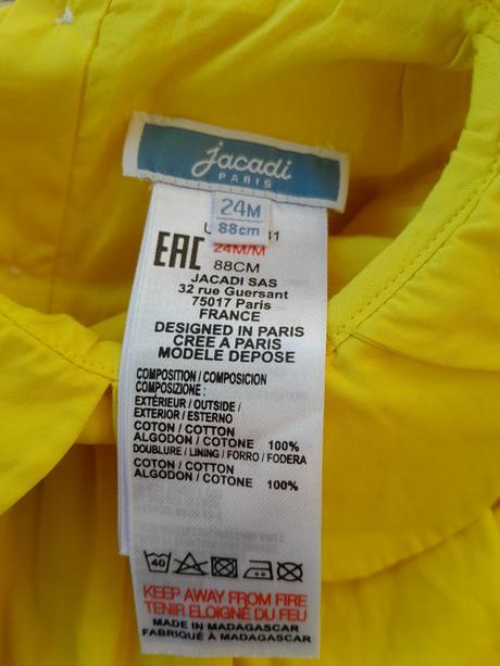 Jacadi žlté šaty s nohavičkami, 1 rok, jacadi,86