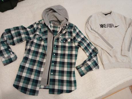 Košeľa a mikina 2v1 + mikina nike obe top stav, l