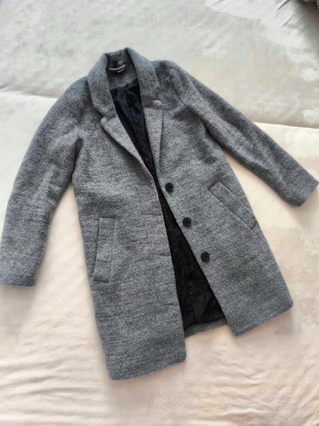 Sivý vlnený kabát h&m, h&m,s