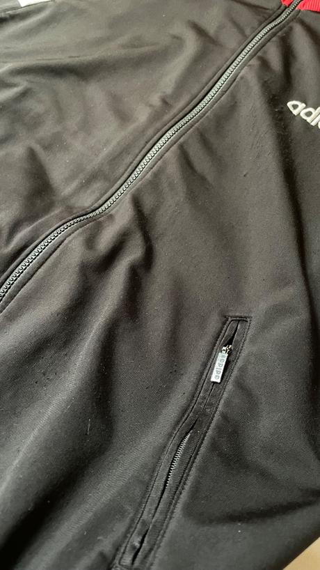 Čierno-červená mikina na zips s logom športová, adidas,m
