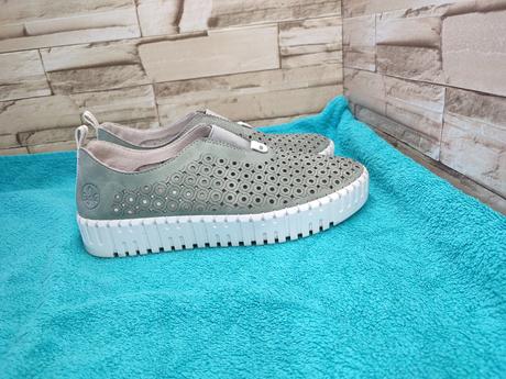 Rieker 38 - dámske kožené dierkované topánky, rieker,38