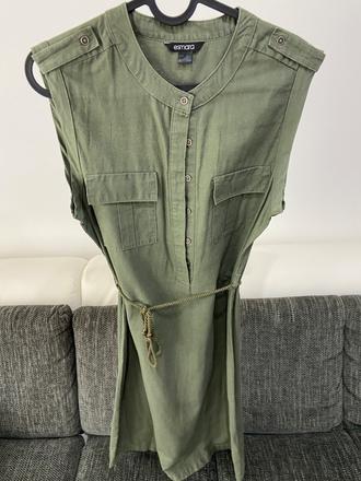 Ľanové army khaki šaty, esmara,s