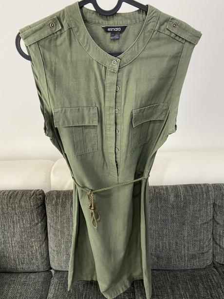 Ľanové army khaki šaty, esmara,s