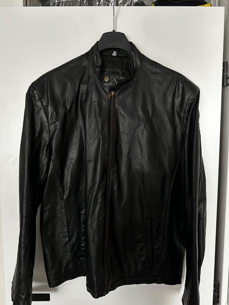 Vintage čierna kožená bunda, l