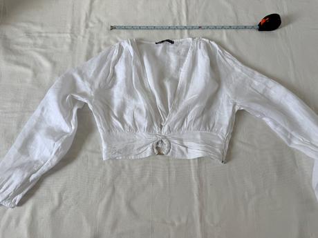 Biela ľanová blúzka zara crop top, zara,l