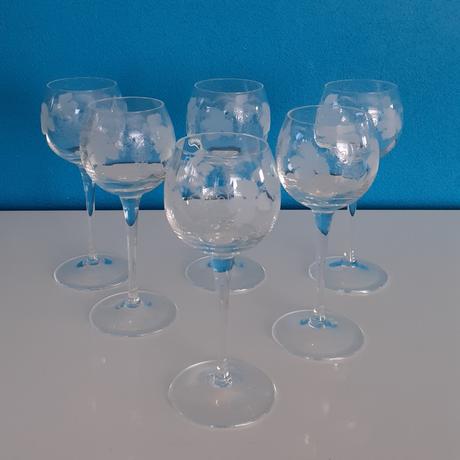 Krištáľové poháre na stopke s motívom viniča 6ks, 