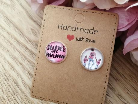 Náušnice napichovačky super mama dvojičky, 