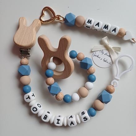 Set retiazka na cumlík, hryzadlo a kľúčenka, 