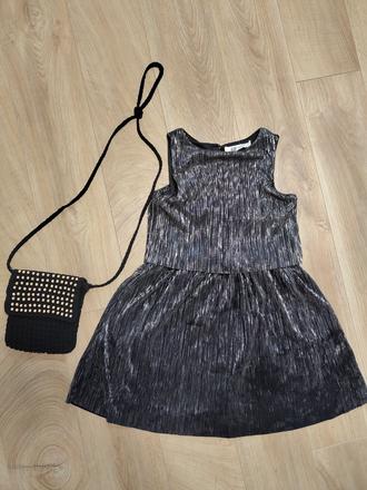 Trblietave elegantne saty+kabelka na mobil, h&m,134