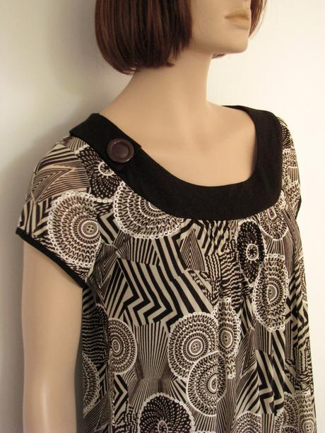 Tmavohnedo - krémové vzorované tričko, l