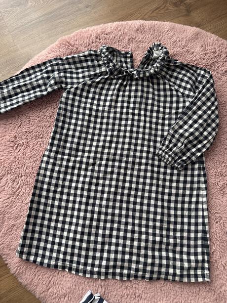 Kockované šaty h&m s balonovymi rukávmi, h&m,110