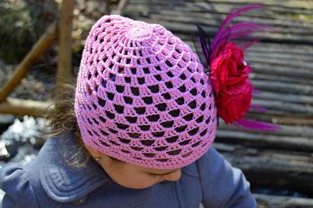 Háčkovaná čiapočka s kvetom, 50 - 158