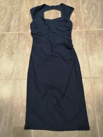 Tmavomodré luxus šaty bellepoque v34,pružné,kvalit, 34