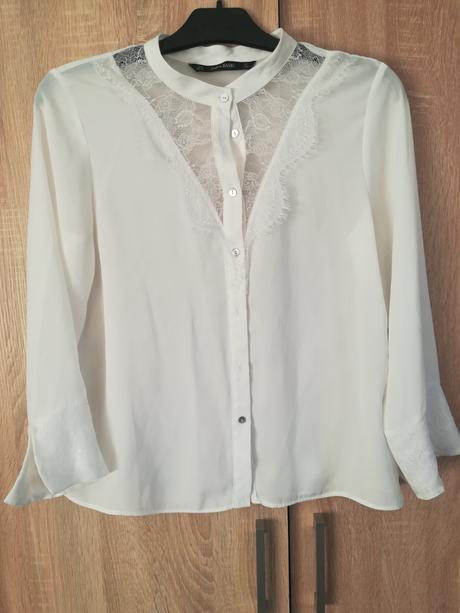 Biela blúzka s čipkou, zara,m