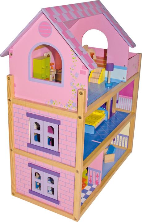 Small foot drevený ružový domček pre bábiky,