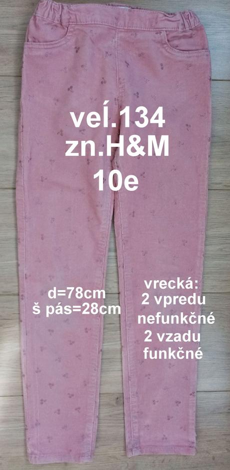 Nohavice veĺ.134, zn.h&m, h&m,134