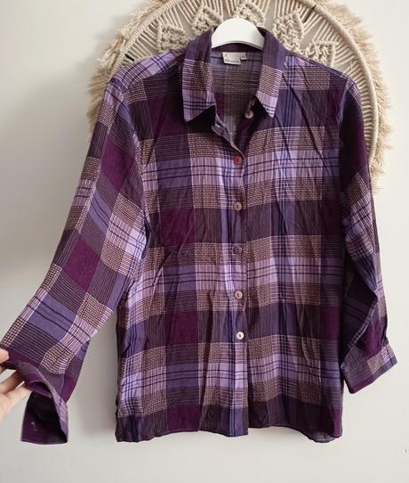 Fialová karovaná košeľa rigany, l