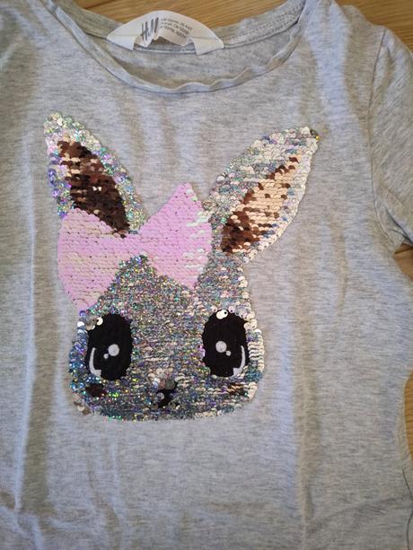 Tričká so zajačikom z flitrov h&m, veľ. 110/116, h&m,116