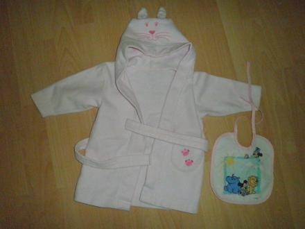 Ružový županček s uškami, mothercare,74