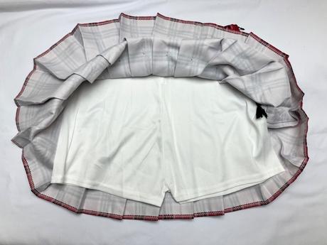 Dámska červená károvaná sukňa s kraťasmi, m