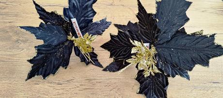 Dekorácia - kvet - čierno zlatý, 