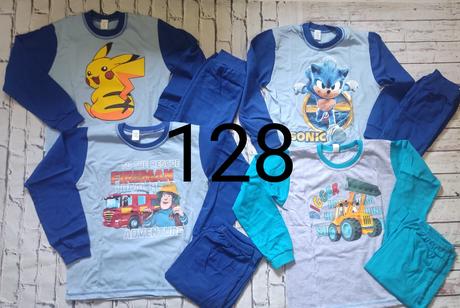 Bavlnené pyžamo pikatchu, sonic, bager, tinko,128