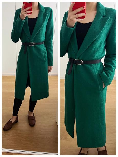 Smaragdovo zelený podšitý jesenný/ jarný kabát, reserved,xs