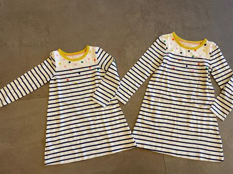 Bavlnené šaty pre sestričky, mini boden,116 / 128