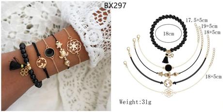 Set 5ks naramkov black turtle, 