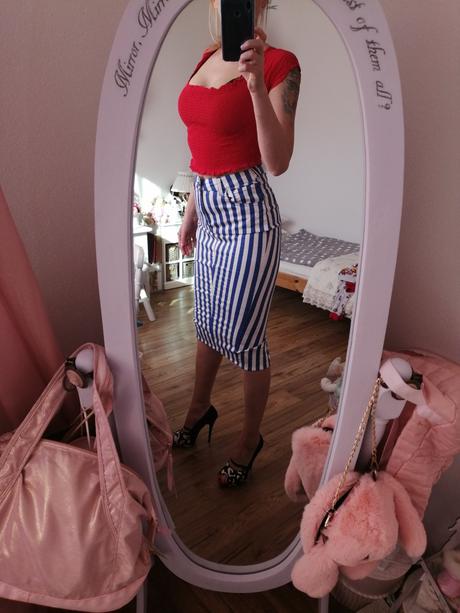 Prúžkovaná midi sukna, amisu,s