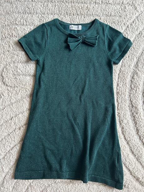 Tmavozelene trblietave saty h&m 110/116, h&m,110