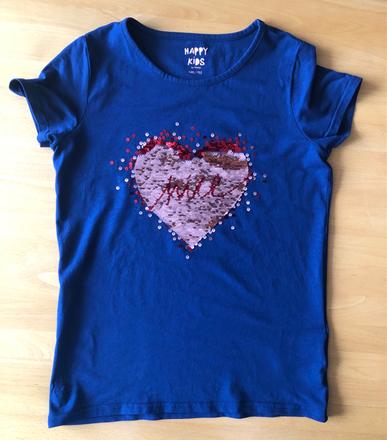 Tmavomodre tricko s flitrami, tchibo,152