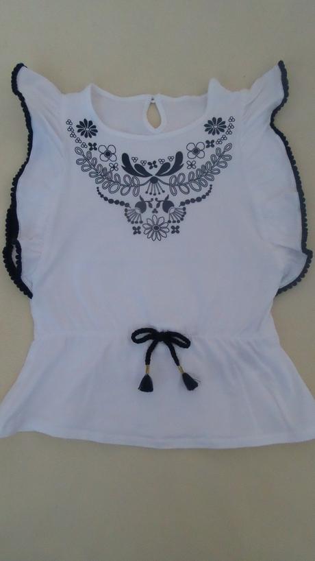 Biele vzorované tričko, h&m,122