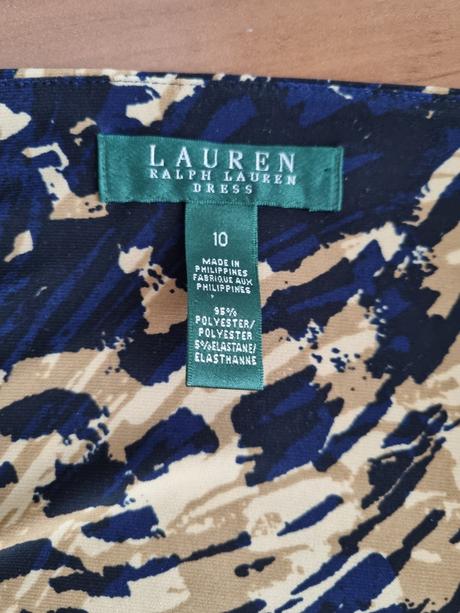 Hnedo-modré elastické šaty ralph lauren veľ. 40, ralph lauren,40