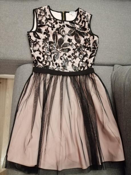 Spoločenské čierno pudrove šaty, veľkosť 36, 36