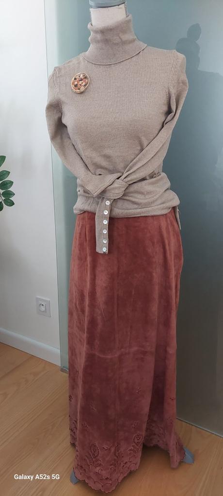 Kožená jelenicová sukňa nová, m