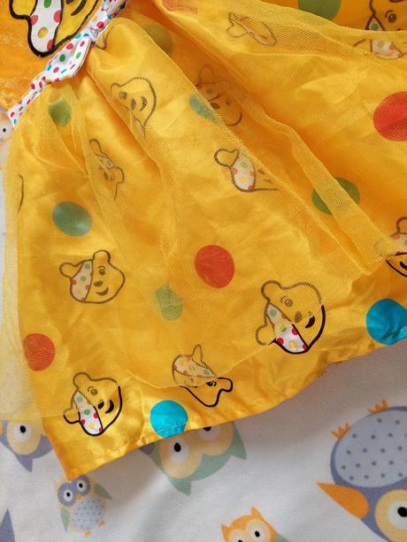 Macko pudsey karnevalové šaty + čelenka 98/104,