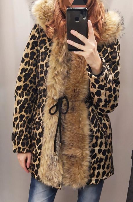 Leopardia bunda s kožušinou, m
