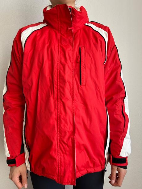 Červeno-biela nepremokavá bunda, m