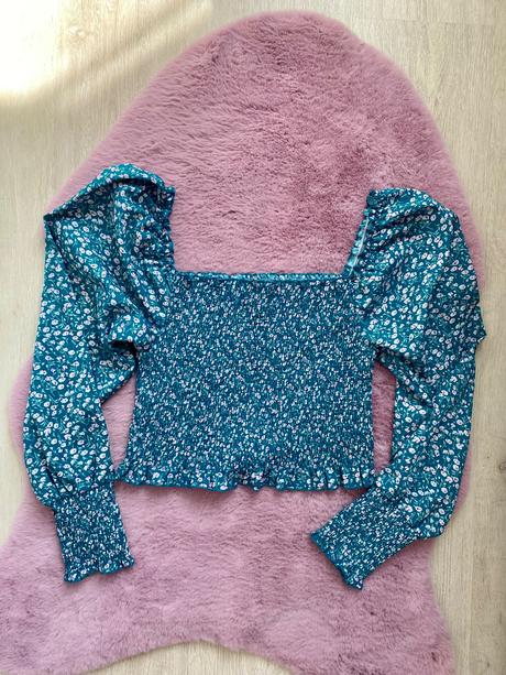 Tyrkysový top s kvetinami, m