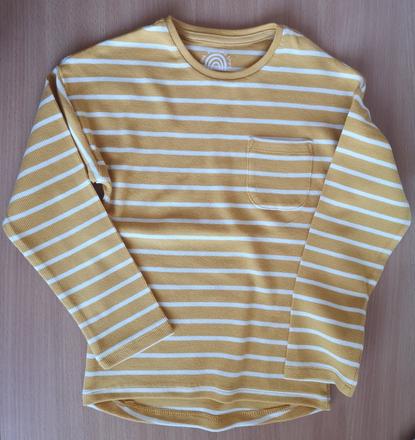 Medovo-žlté pasikavé tričko s náprsným vreckom, f&f,116