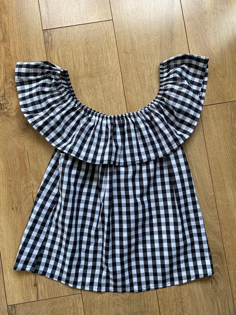 Kockovana blúzka španielskeho strihu, tally weijl,s