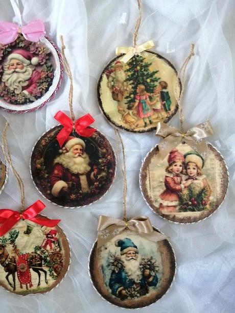 Handmade vianocne drevene ozdoby,9 cm,