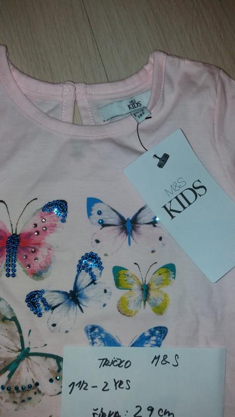 Tričko m&s kids s motýlikmi, 92