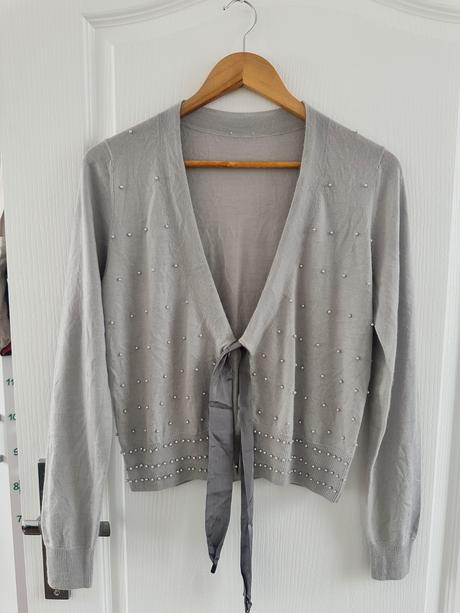 Kašmírový kardigan s perlami, m