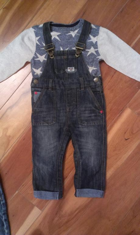 Denimové rifle s hviezdičkovým pulóvrikom veľ.86, next,86