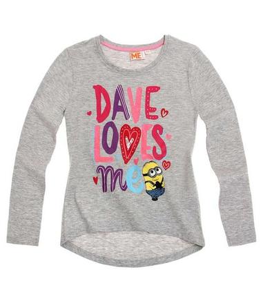 Mimoni tričko s dlhým rukávom šedé, disney,116